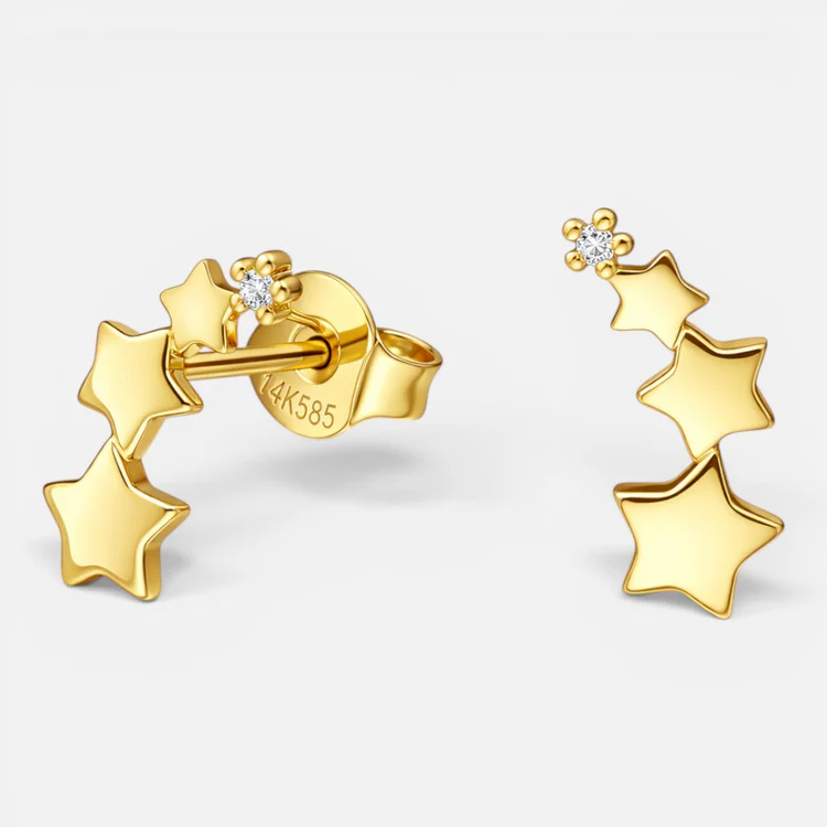 Aro Mamá Estrella Brillante Baño de Oro